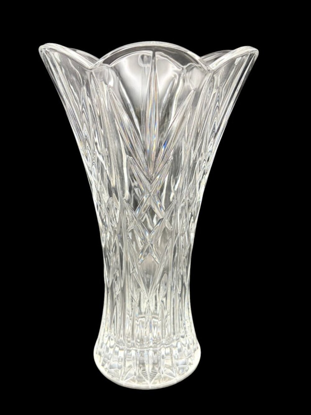 Vtg St George Lead Crystal Vase Crystal DePlomb Style Flared Scalloped Rim 8.5" - Picture 4 of 10